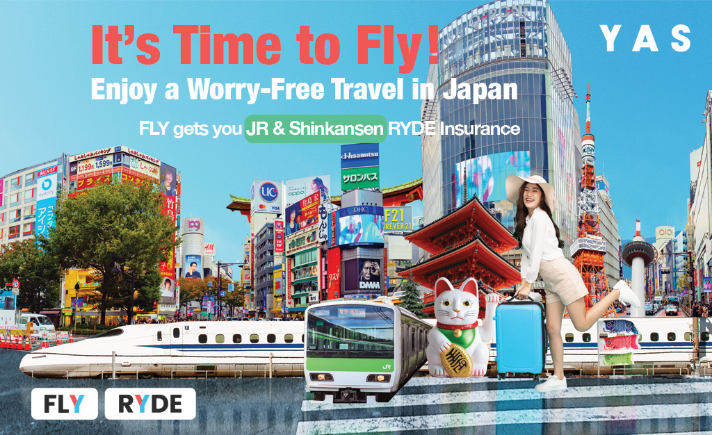 YAS FLY Travel Insurance Helps Travelers to have fun in Japan First Launch of FLY Special Offer with free RYDE Monthly Pass Double Protection for Worry-free travel